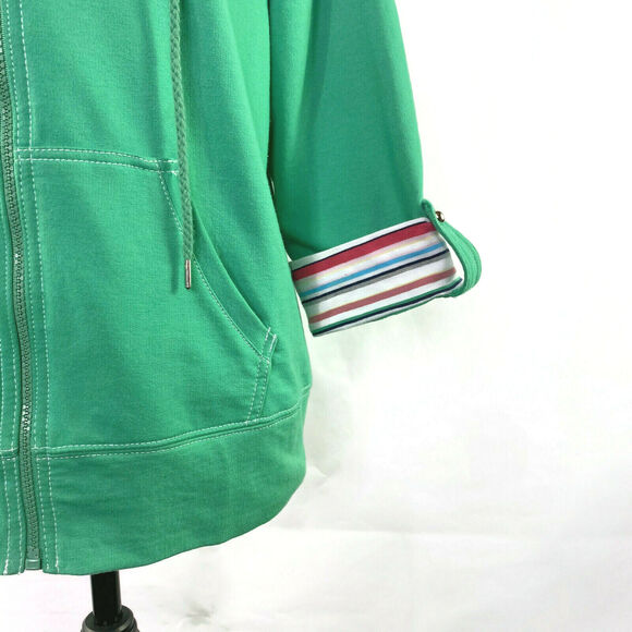 Silver Wear Lightweight Zip Up Jacket Women's Size Large Green 3/4 Sleeves - Picture 5 of 7